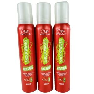 Wella Shockwaves 5 Volume Hair Styling Mousse Lot of 3 Cans BRAND NEW